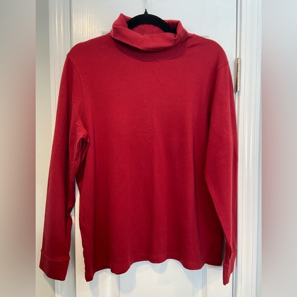 L.L. Bean Size XL Long Sleeve Cotton Turtleneck Pullover Shirt Dark Red Layer - Picture 1 of 11